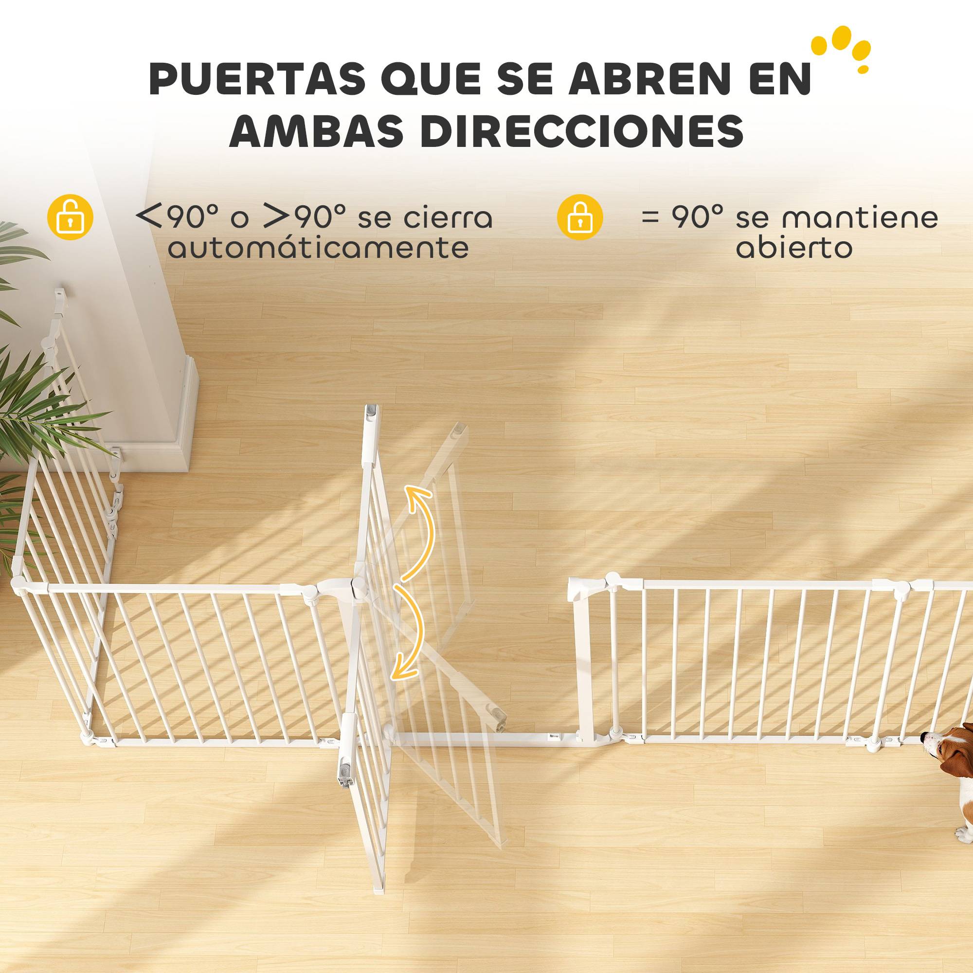 Barrière pliable pour chien, clôture pour animaux de compagnie à 8 panneaux, barrière à double verrouillage pour escaliers et couloirs, blanche - Image 9