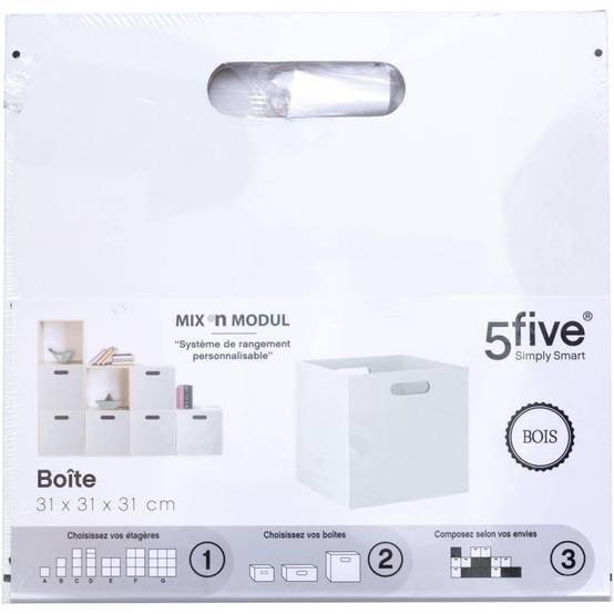 Boîte de rangement en bois - Blanc - 30 x 30 cm - Image 2
