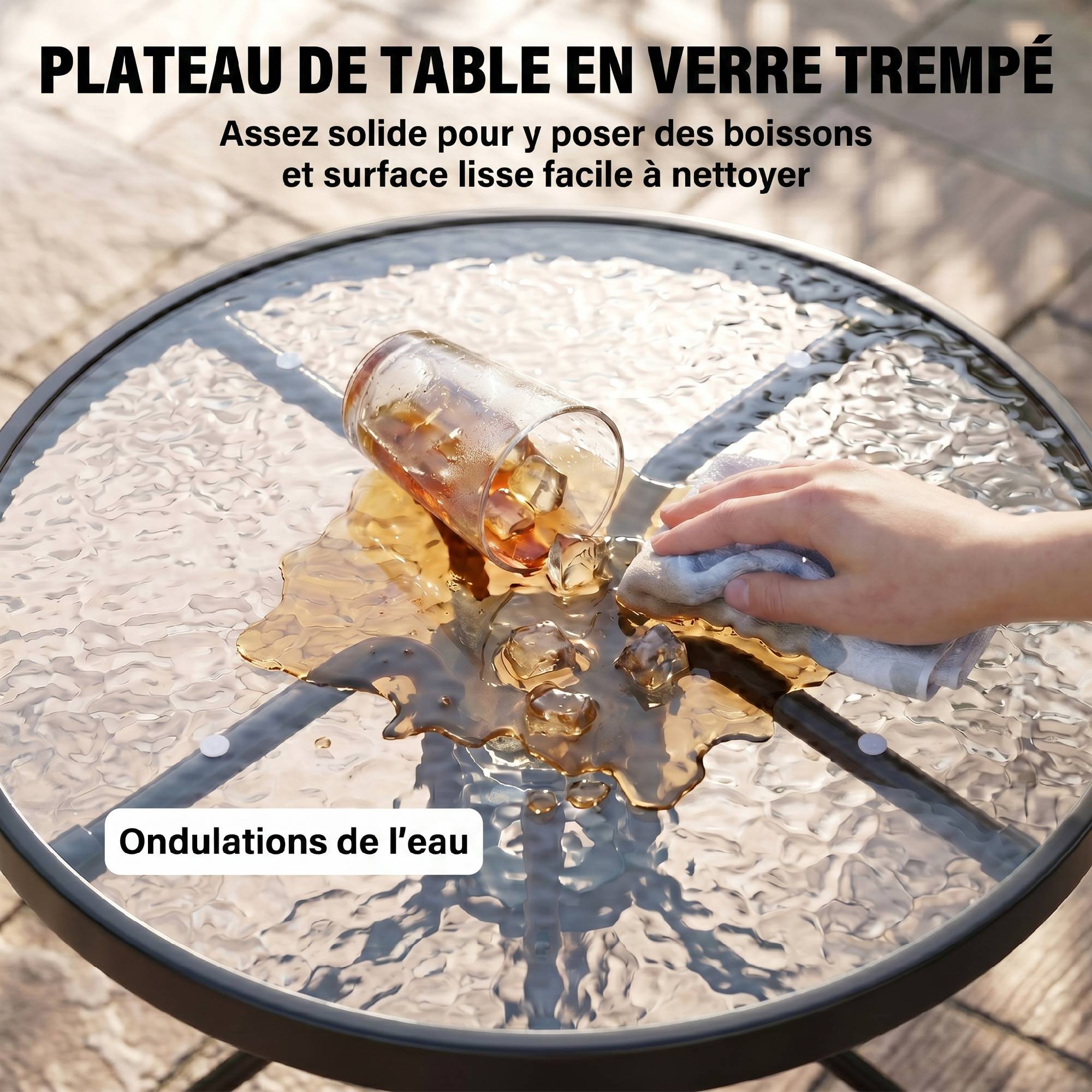 Petite table avec 2 chaises, ensemble 3 pcs pliant réglable extérieur textilene marron - Image 9