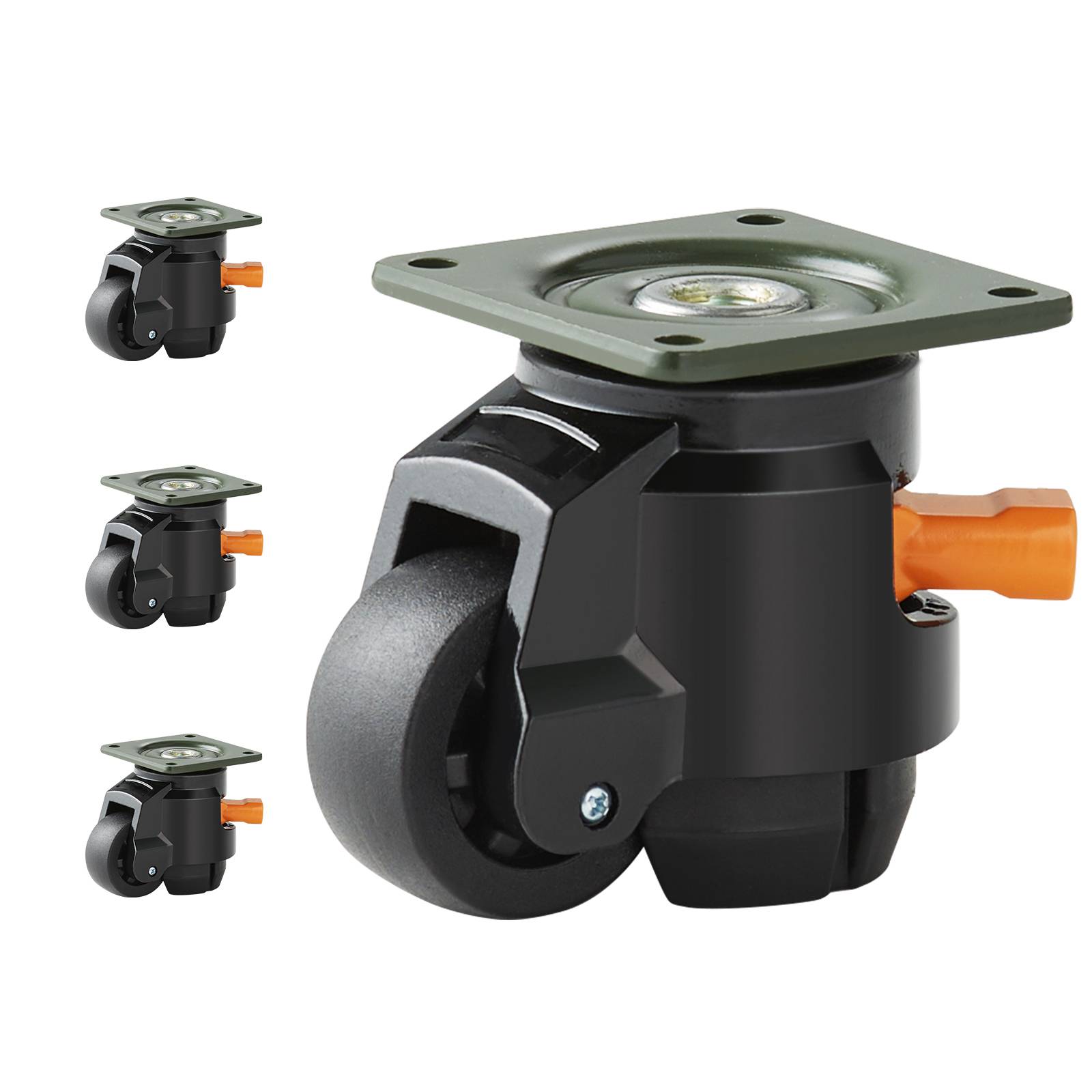 VEVOR Roulettes Pivotantes Lot de 4, Capacité Totale 500 kg, Ø50,8 mm, avec Pieds Réglables. - Image 1