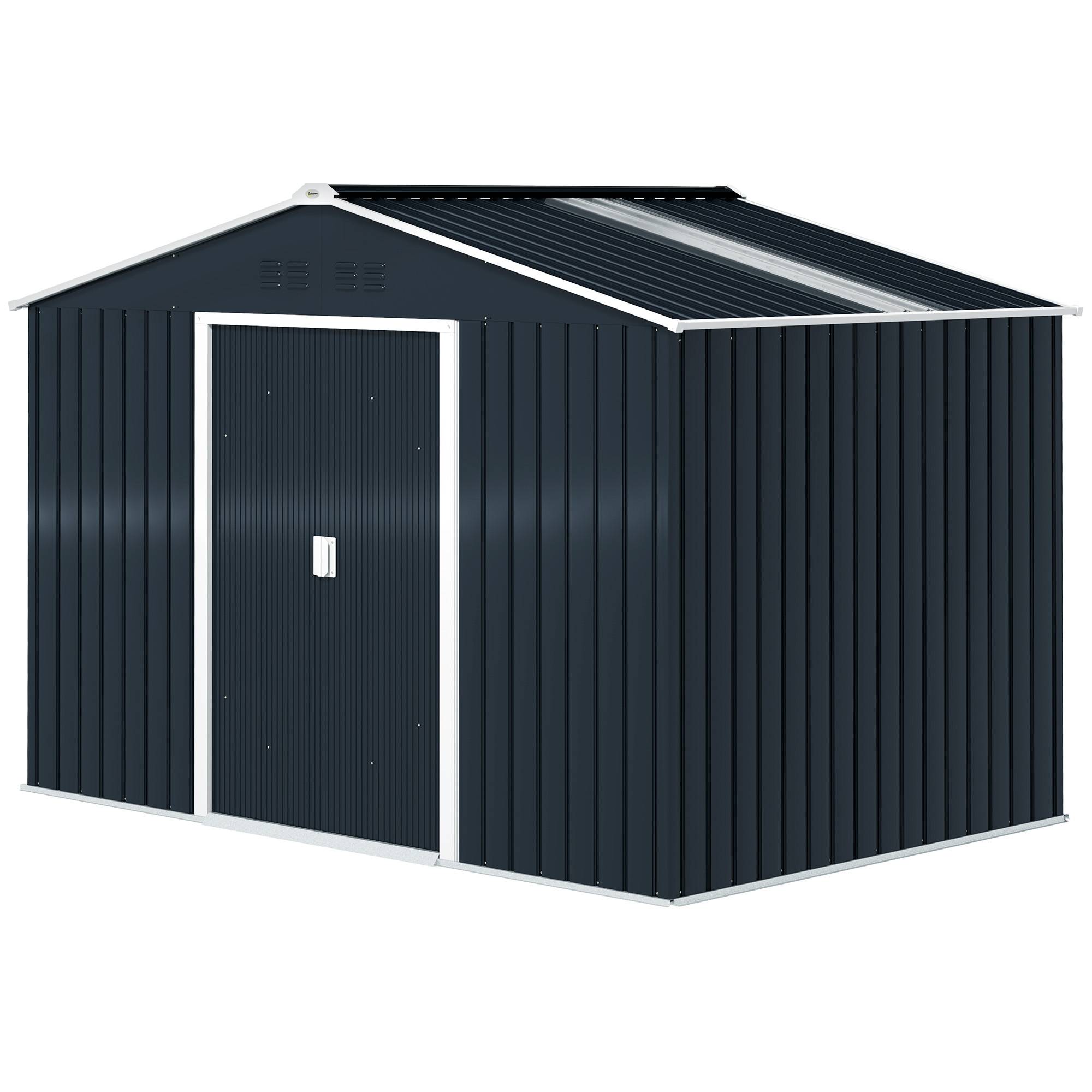 Abri de jardin 4,9 m² 277 x 195 x 192 cm avec 2 portes coulissantes, base renforcée (plancher non inclus), gris foncé - Image 2