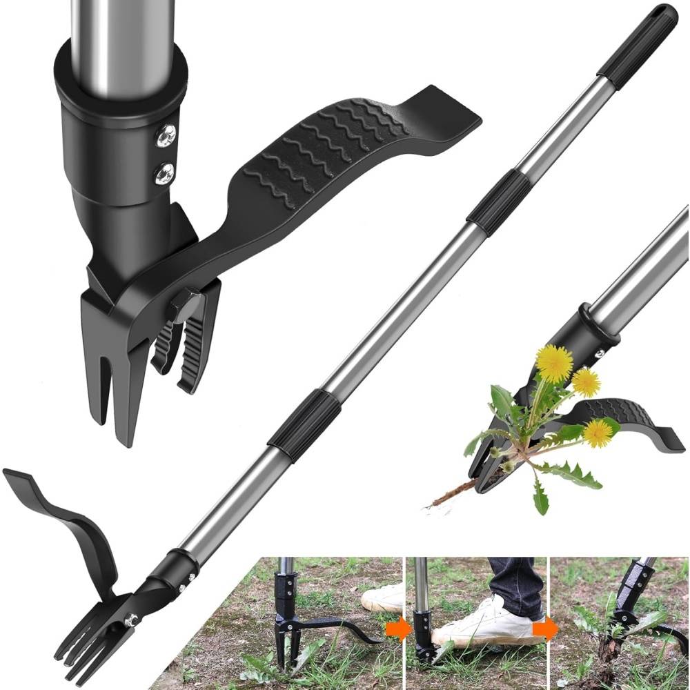 Outils de désherbage-Désherbeur à 4 griffes avec poignée réglable 117 cm – Extraction profonde sans effort – Ergonomique et durable – Living123 - Image 1