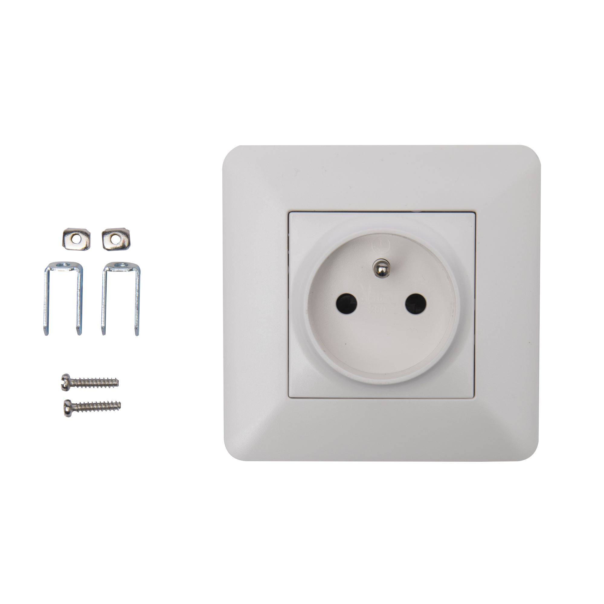 Zenitech - Prise 2 pôles + Terre 16A simple Blanc - Artezo