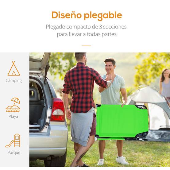 Transat Pliant de Jardin Vert 190x56x28cm - Bain de Soleil réglable 4 Positions avec Oreiller pour Plage Camping Terrasse - Image 6