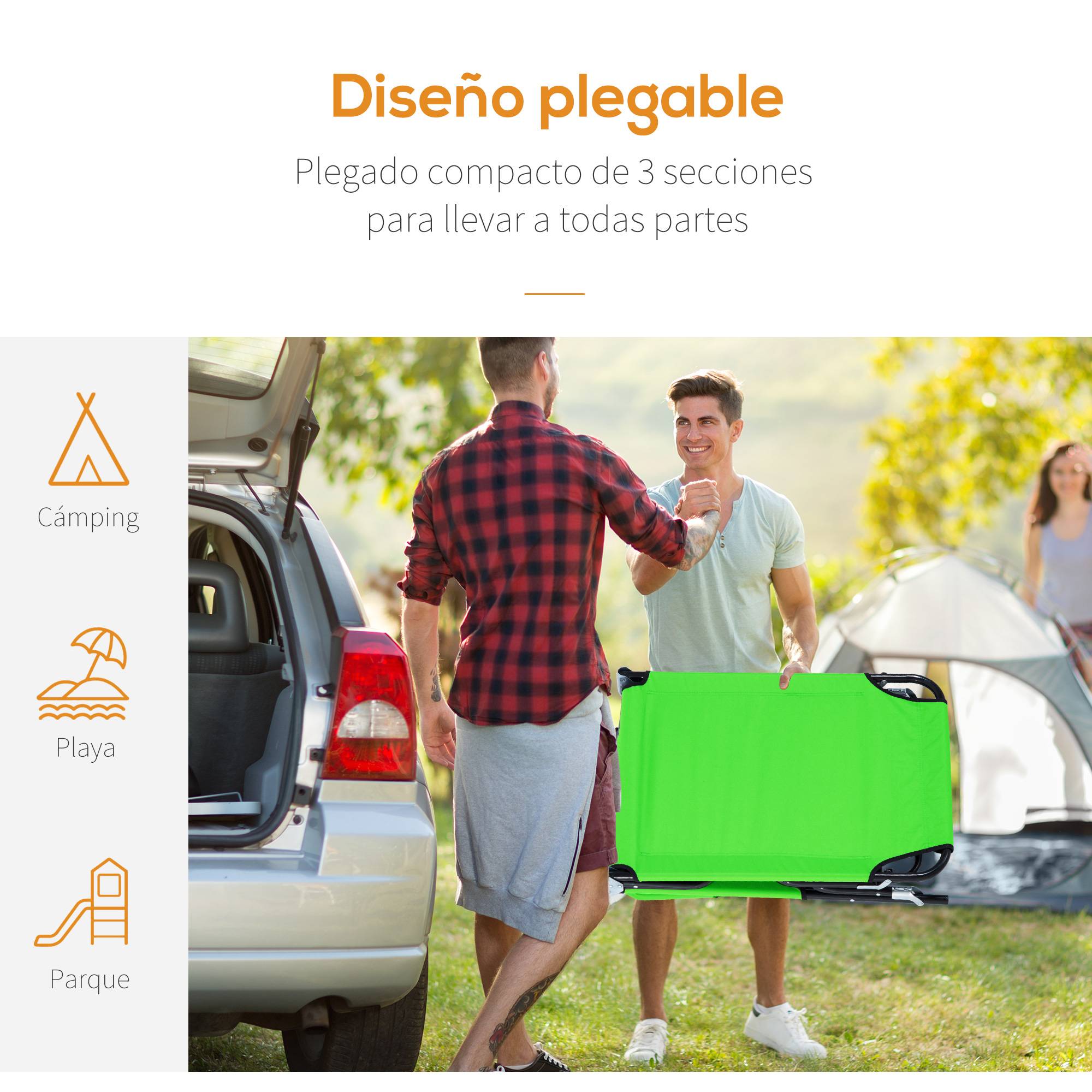 Transat Pliant de Jardin Vert 190x56x28cm - Bain de Soleil réglable 4 Positions avec Oreiller pour Plage Camping Terrasse - Image 6