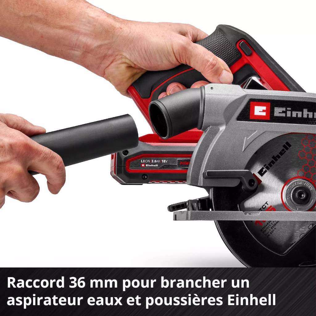 Einhell - Scie circulaire portative sans fil – TE-CS 18/165-2 Li – Ø 165 mm – 18 V – Profondeur 57 mm – Angle réglable – LED – Raccord aspirateur Einhell - Image 8