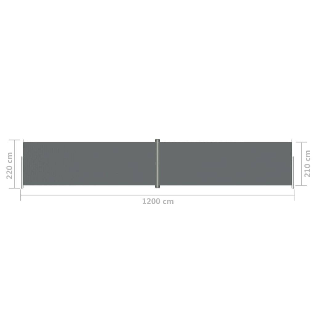 Helloshop26 - Auvent paravent store brise-vue latéral rétractable de patio jardin terrasse balcon protection visuelle écran anthracite 220 x 1200 cm - Image 6