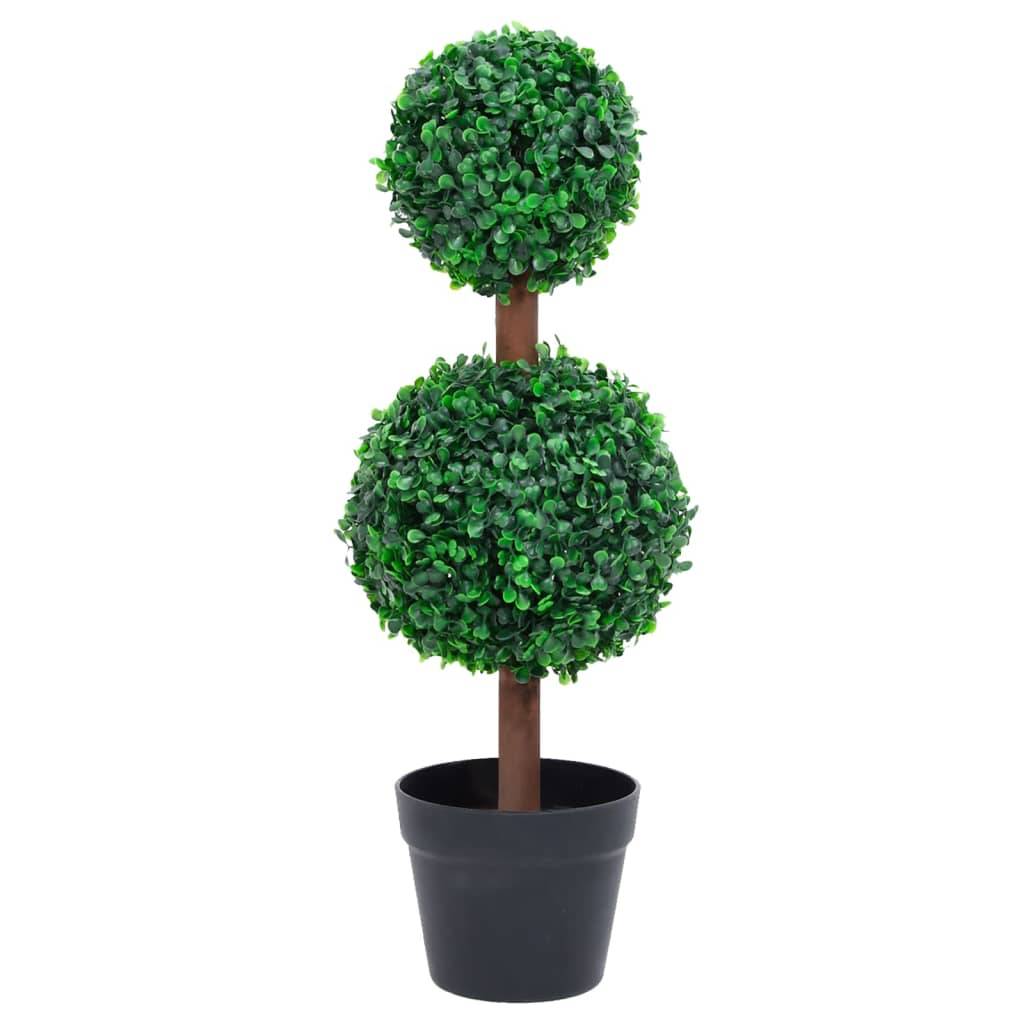 Buis artificiel polyéthylène et bois vert 16 x 16 x 60 cm - PANGIVO - Image 1