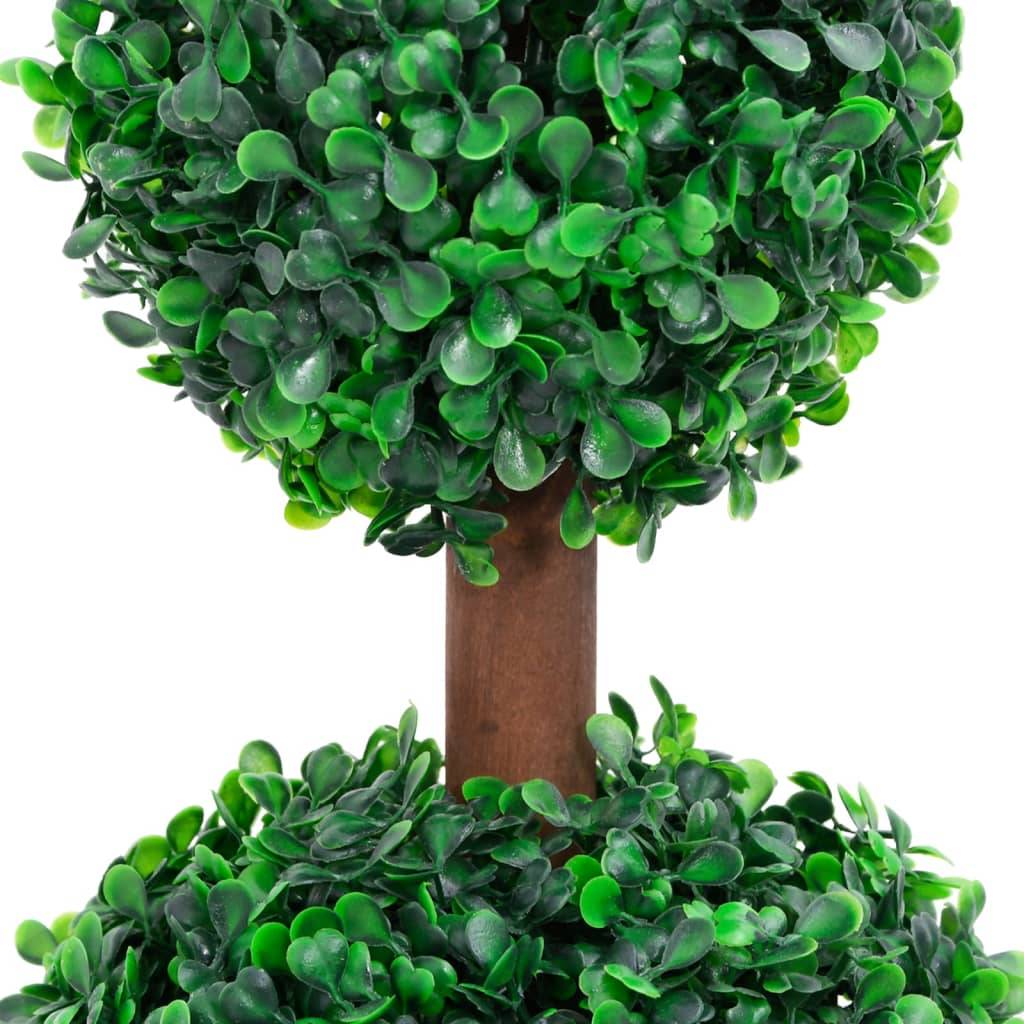 Buis artificiel polyéthylène et bois vert 16 x 16 x 60 cm - PANGIVO - Image 3