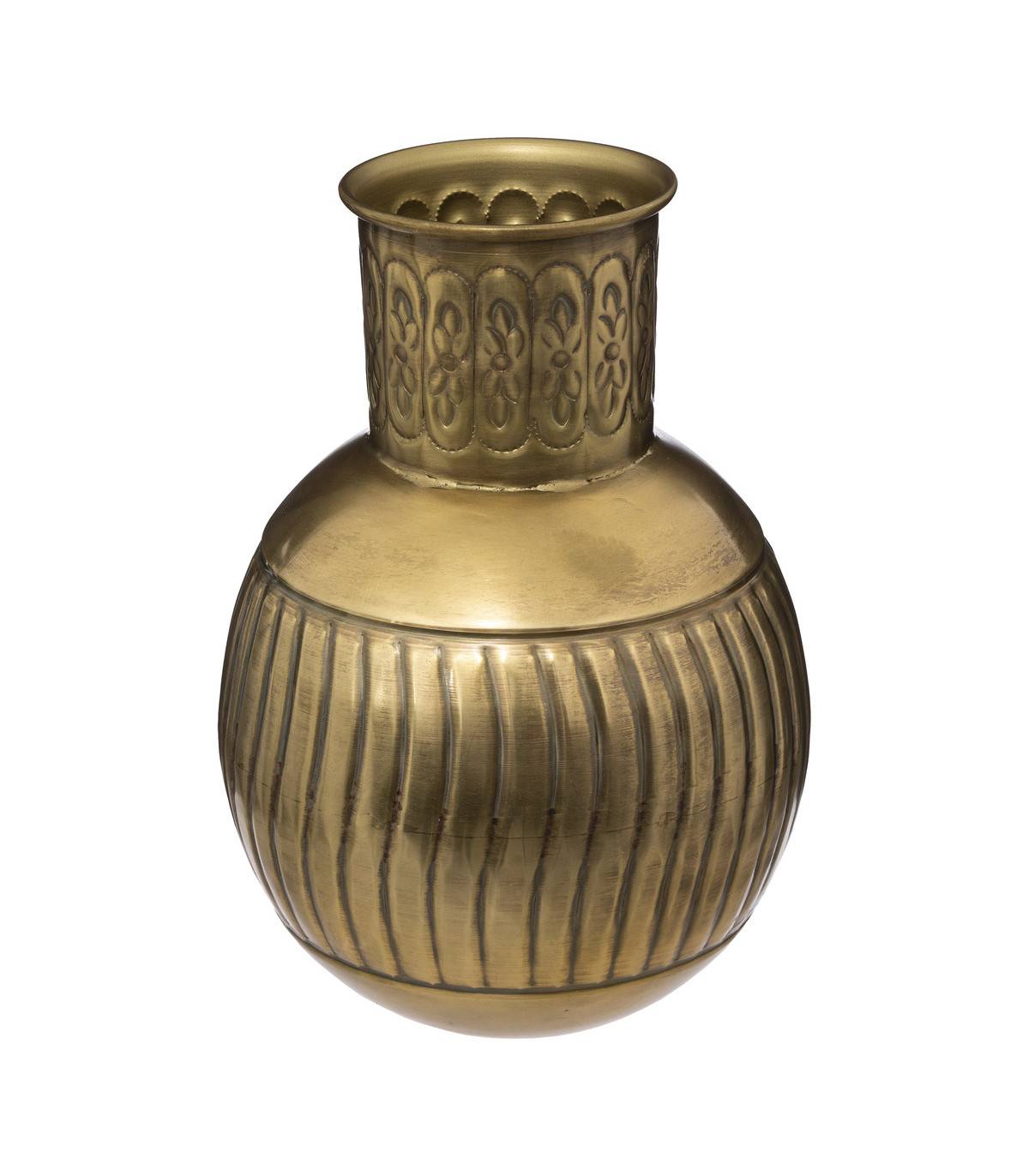 Vase en métal doré D 22 x H 31,5 cm