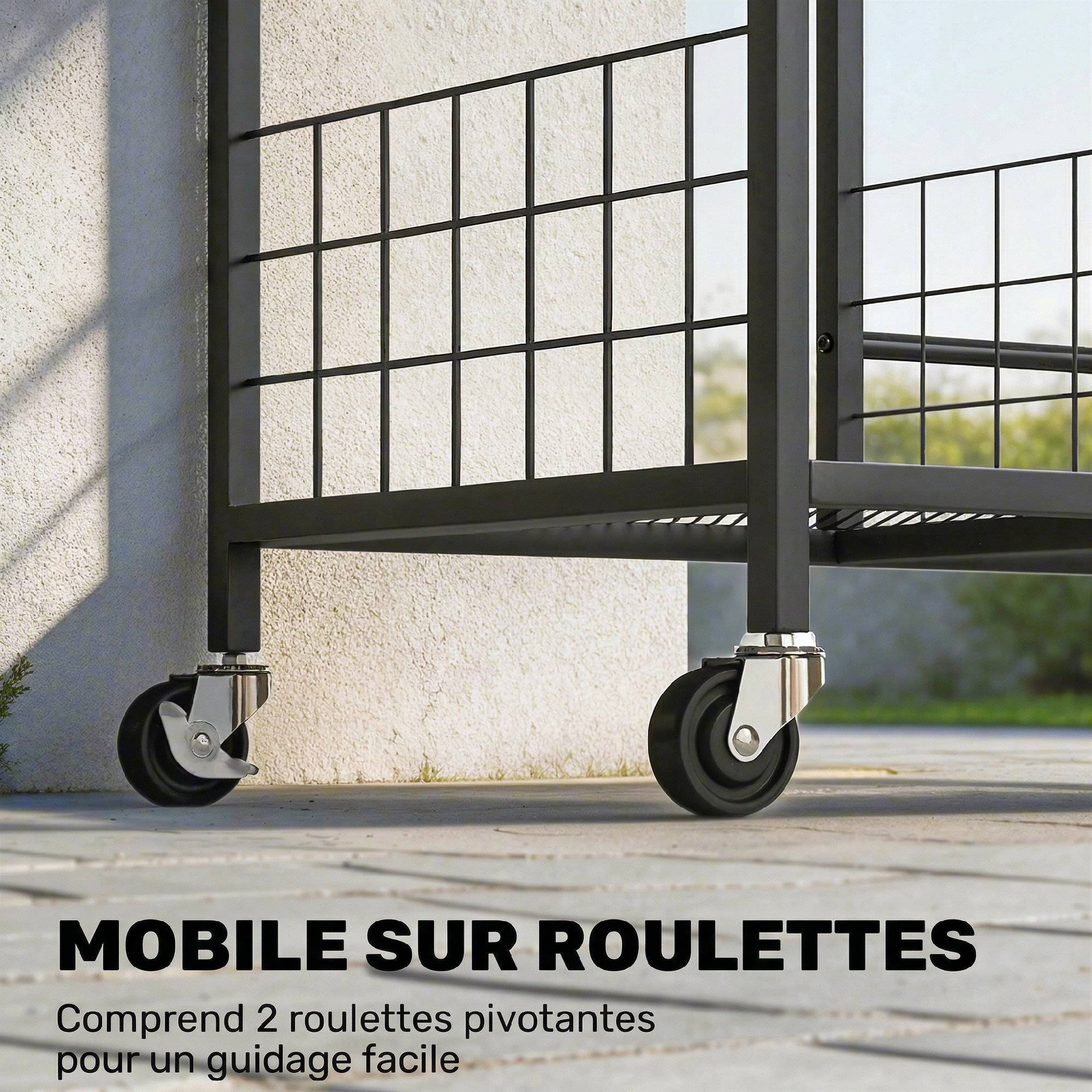 ComfortXL - Range-outils jardin acier noir 104x40x95 cm garage mobile 32 emplacements - ComfortXL Outdoor Living - Image 7