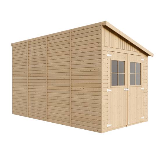 Timbela - Abri de Jardin en Bois Naturel H244x218x416 cm / 8 m² avec paroi latérale et fenêtres - 17 mm d’épaisseur - Timbela M340A - Image 3