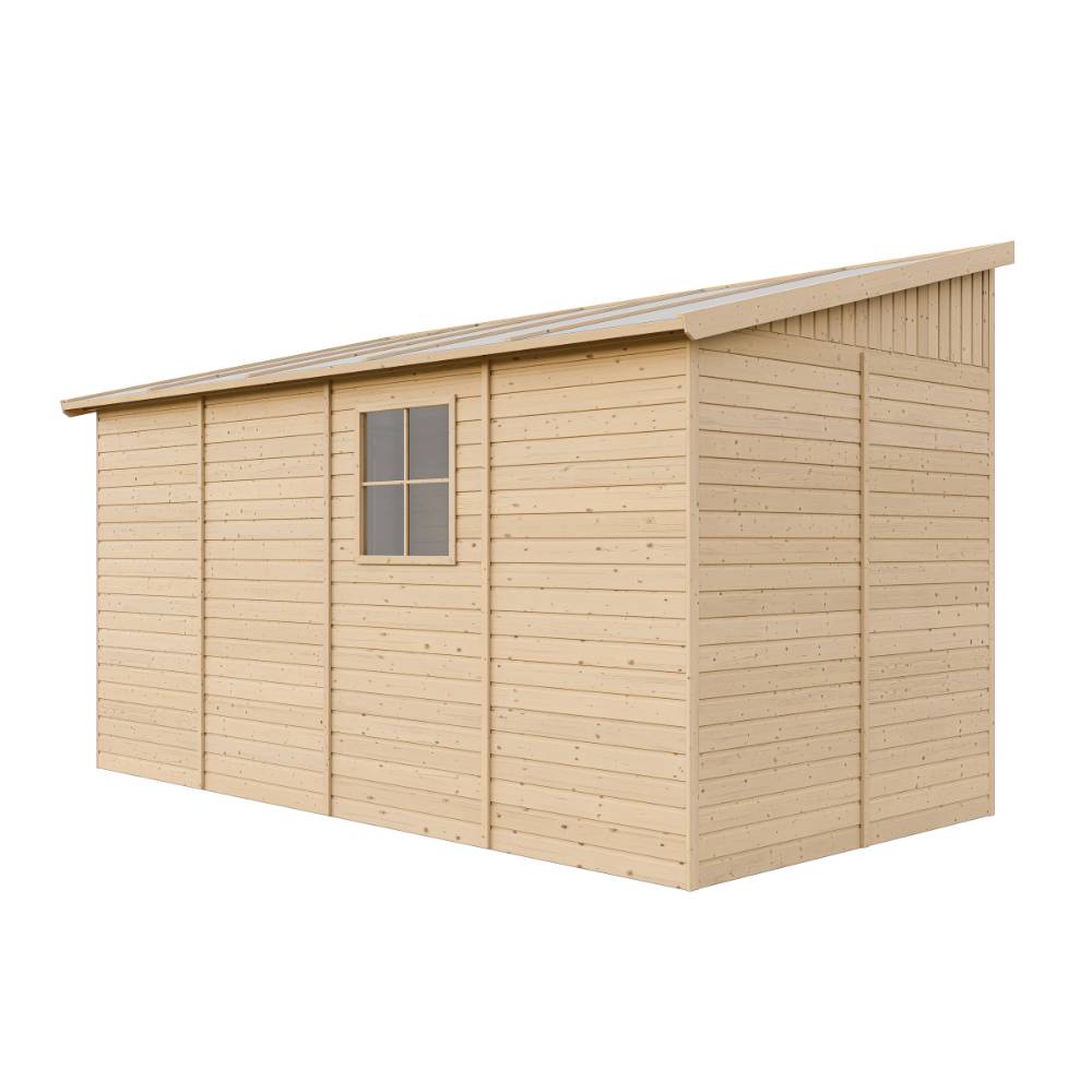 Timbela - Abri de Jardin en Bois Naturel H244x218x416 cm / 8 m² avec paroi latérale et fenêtres - 17 mm d’épaisseur - Timbela M340A - Image 4