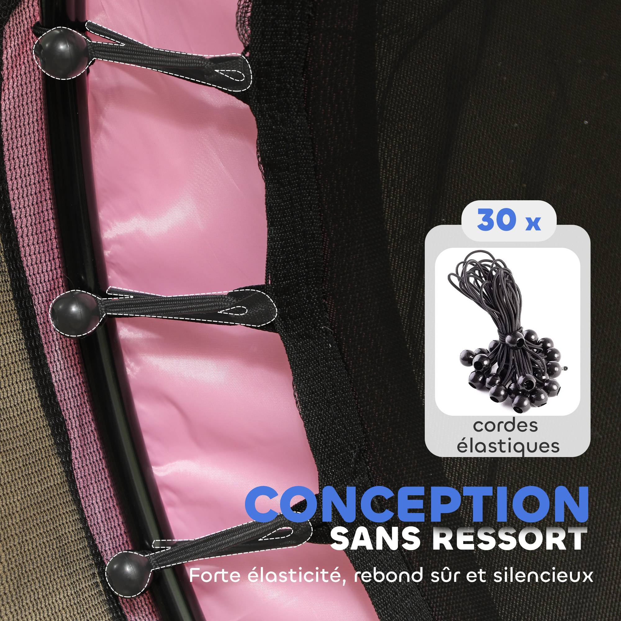 Trampoline Enfant Ø 1,40 × 1,90H m Filet de sécurité Porte zipée Couvre-Ressorts 6 poteaux rembourrés Inclus - Image 8