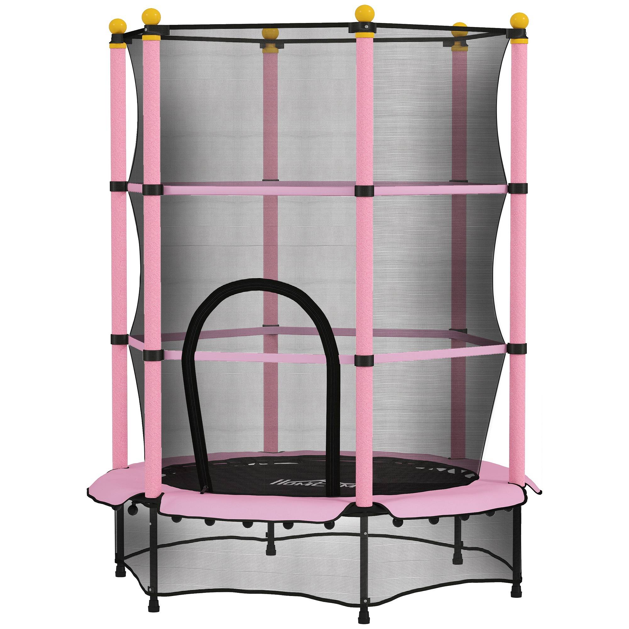 Trampoline Enfant Ø 1,40 × 1,90H m Filet de sécurité Porte zipée Couvre-Ressorts 6 poteaux rembourrés Inclus - Image 2