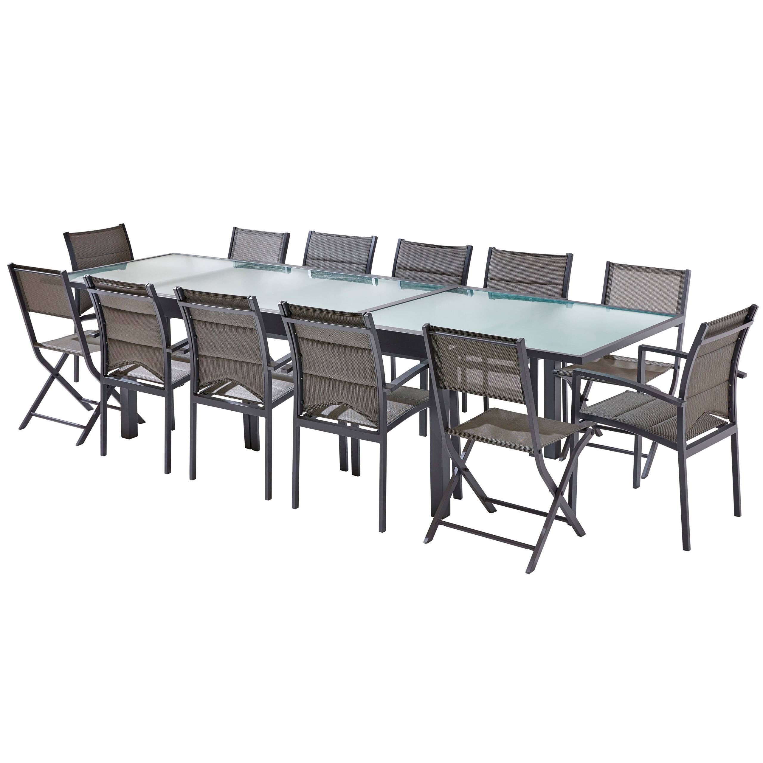 Wilsa Garden - Table Modulo 8/12 personnes structure grise en aluminium, plateau en verre semi-transparent - Image 4