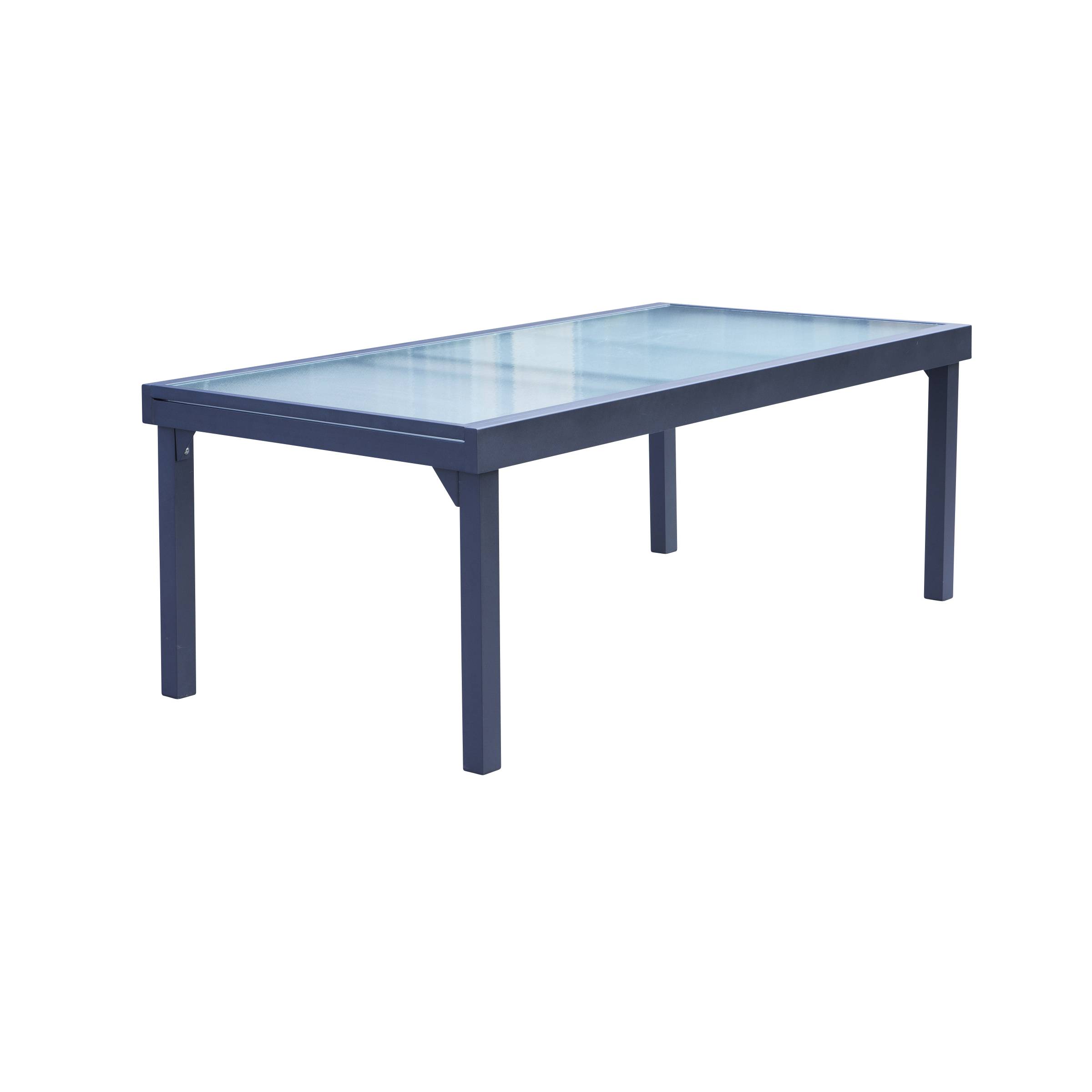 Wilsa Garden - Table Modulo 8/12 personnes structure grise en aluminium, plateau en verre semi-transparent - Image 1