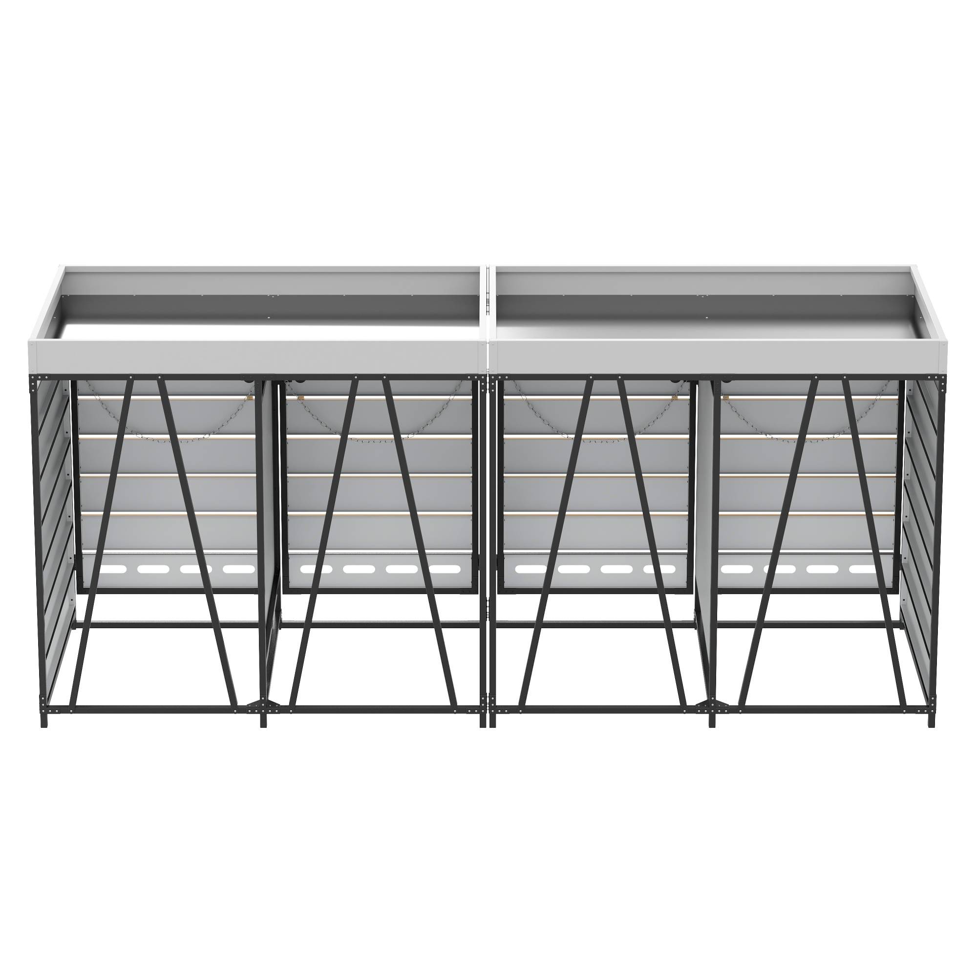 Cache-poubelle 4 bacs avec jardinière acier imitation bois extérieur anti-odeur 262x120cm noir - ComfortXL Outdoor Living - Image 4