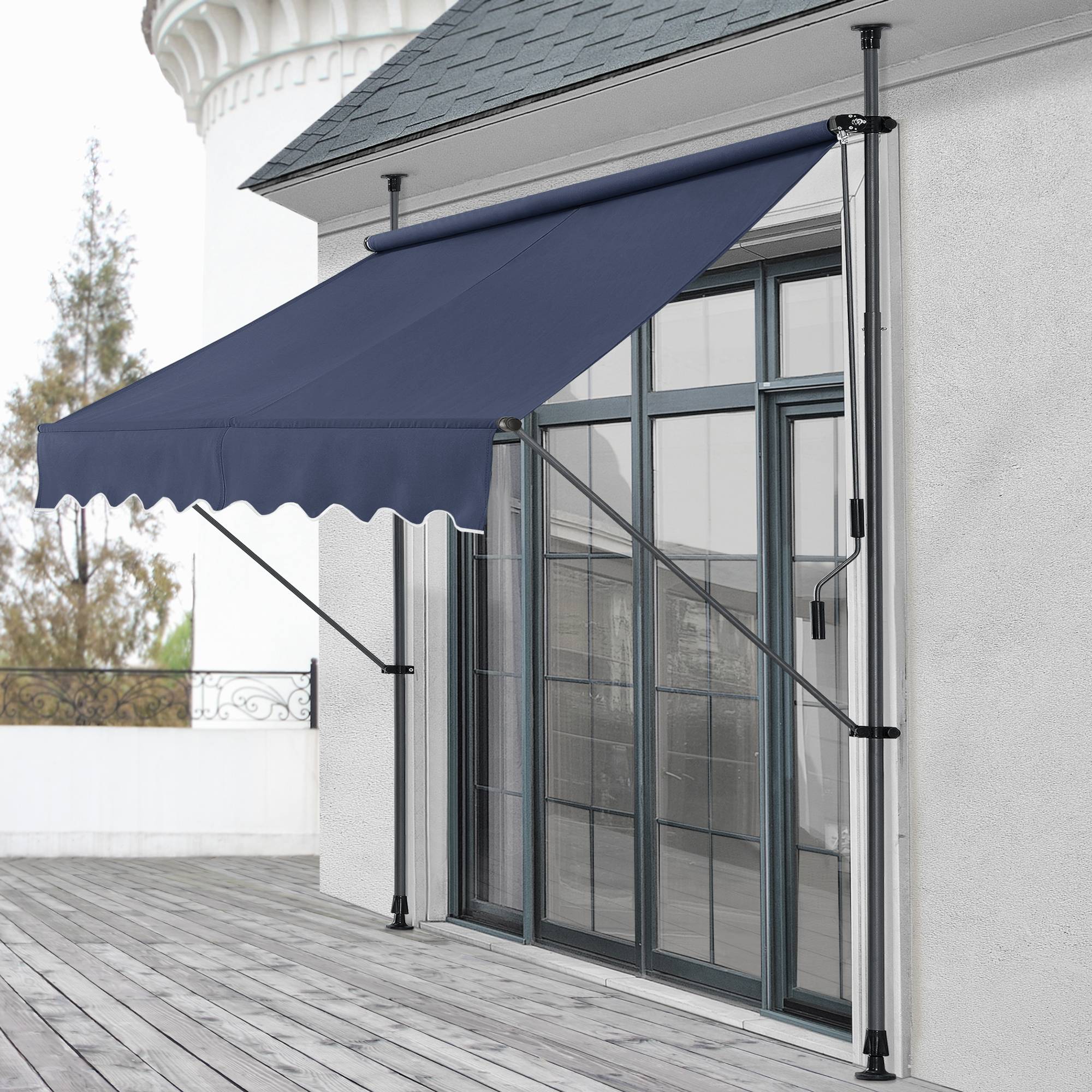 Pro.Tec - Store Banne Téléscopique Acier Polyester 150 x 120 x 220-309 cm Bleu Foncé [pro.tec] - Image 2