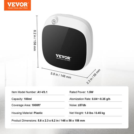 VEVOR Machine à Air Parfumé Maison Diffuseur Air Froid 100 mL 1000 pi² Sans Eau - Image 7