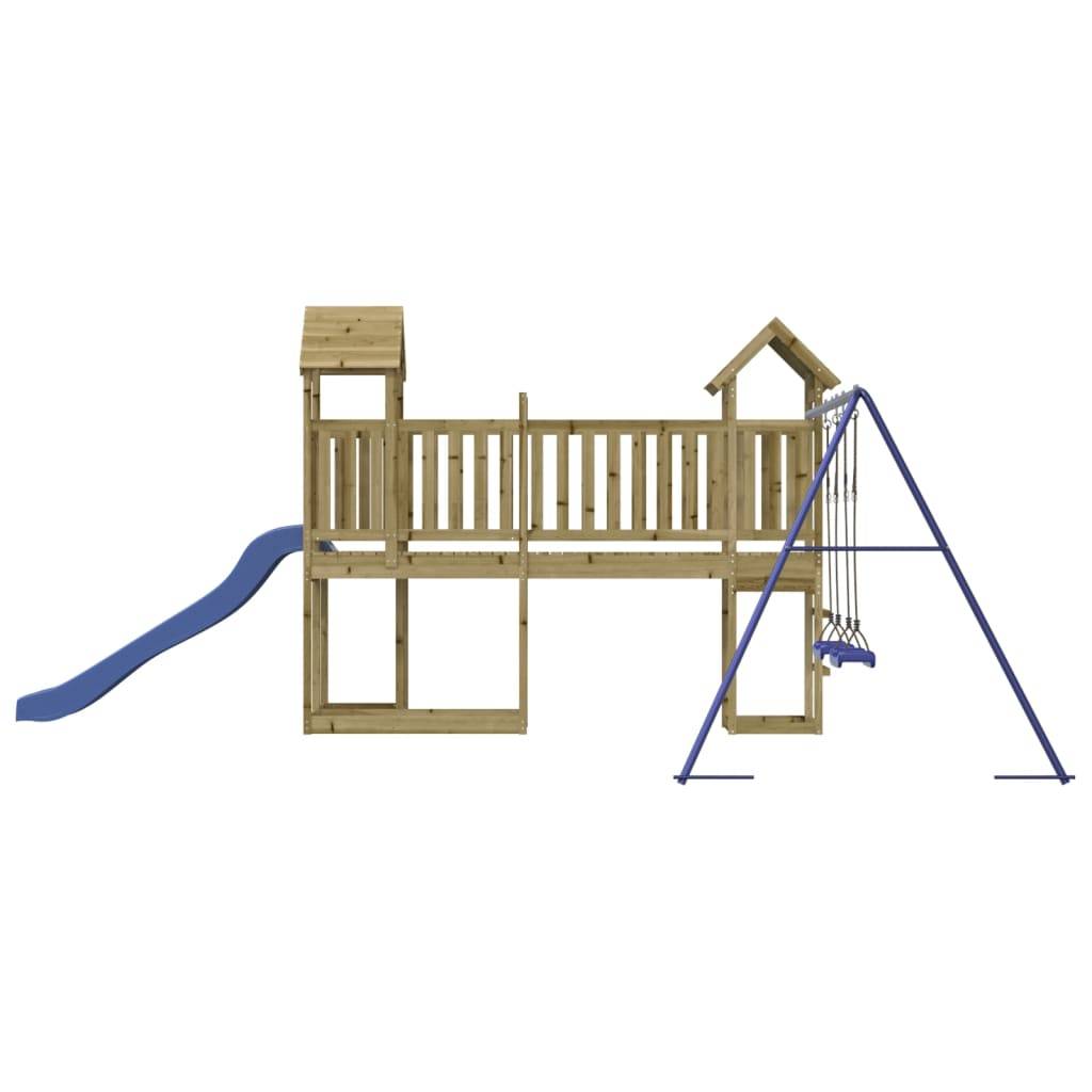 Helloshop26 - Aire de jeux d'extérieur balançoires toboggan portiques robuste jeux jardin 357 x 524 x 214 cm bois de pin imprégné - Image 5