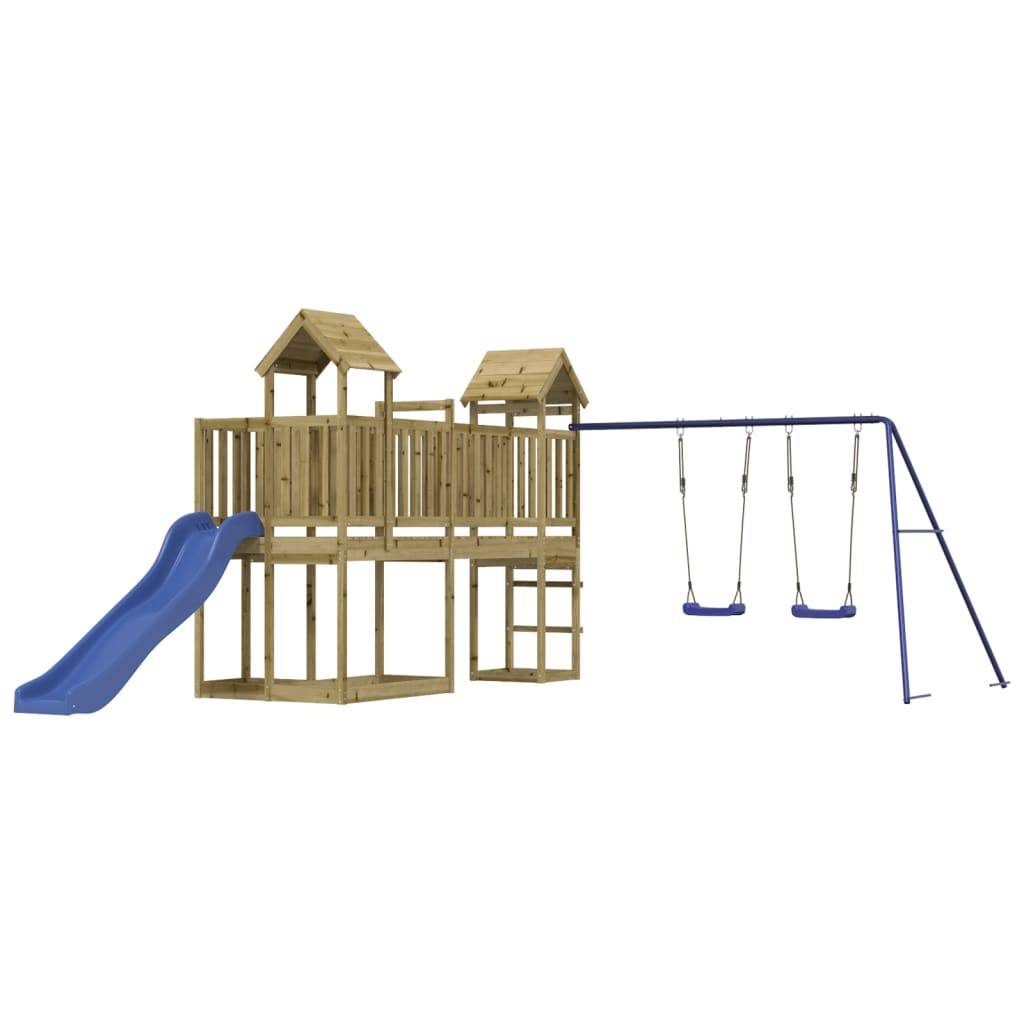Helloshop26 - Aire de jeux d'extérieur balançoires toboggan portiques robuste jeux jardin 357 x 524 x 214 cm bois de pin imprégné - Image 2
