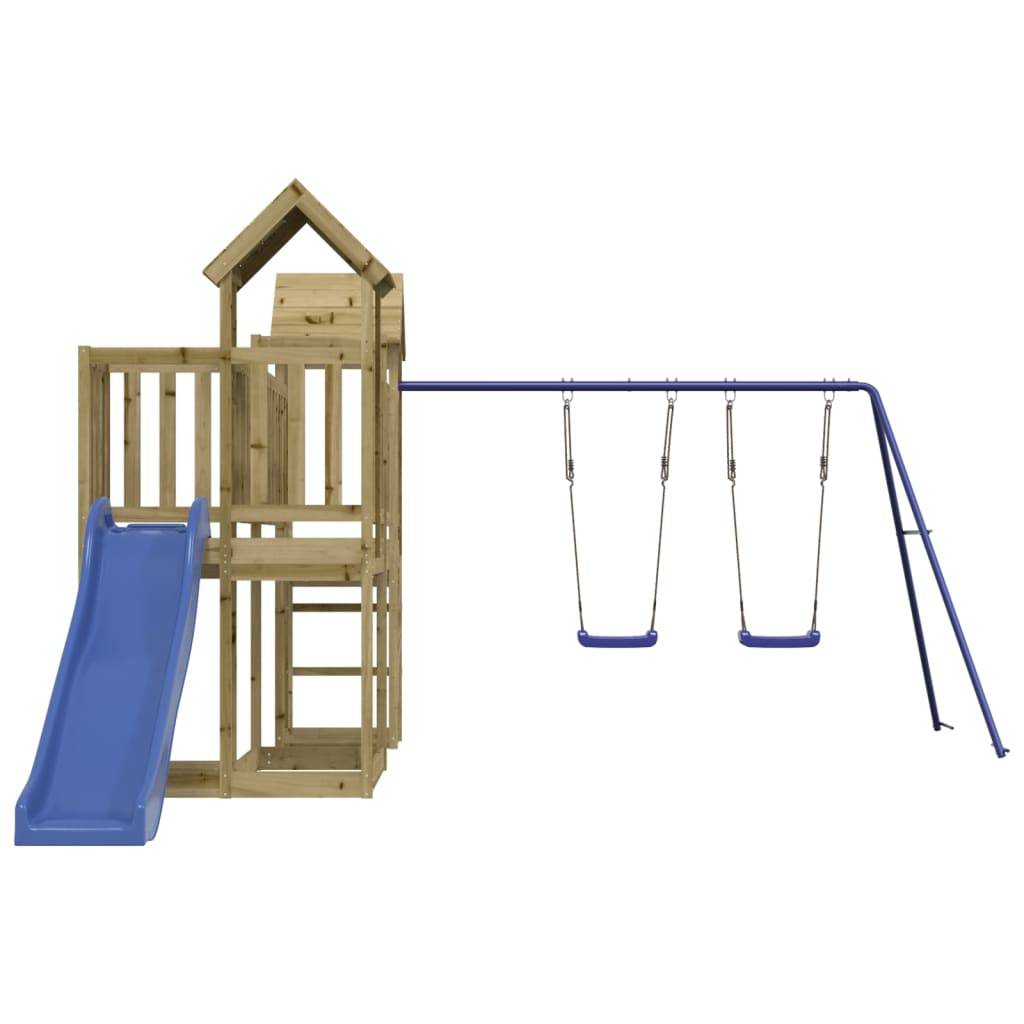 Helloshop26 - Aire de jeux d'extérieur balançoires toboggan portiques robuste jeux jardin 357 x 524 x 214 cm bois de pin imprégné - Image 3