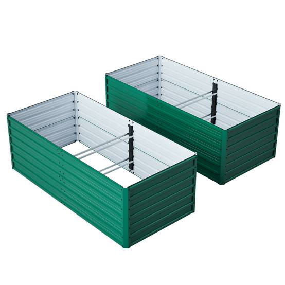 Carré potager surélevé métal pour jardin terrasse drainage optimal 190x90x64cm vert - ComfortXL Outdoor Living - Image 8