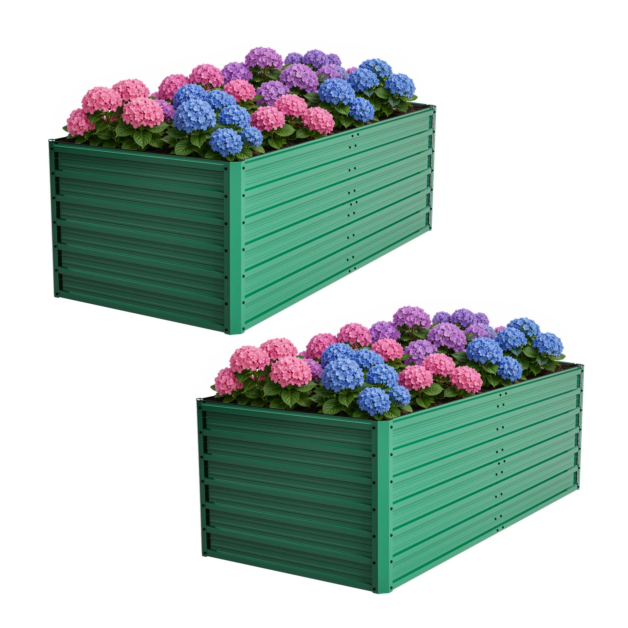 Carré potager surélevé métal pour jardin terrasse drainage optimal 190x90x64cm vert - ComfortXL Outdoor Living - Image 7