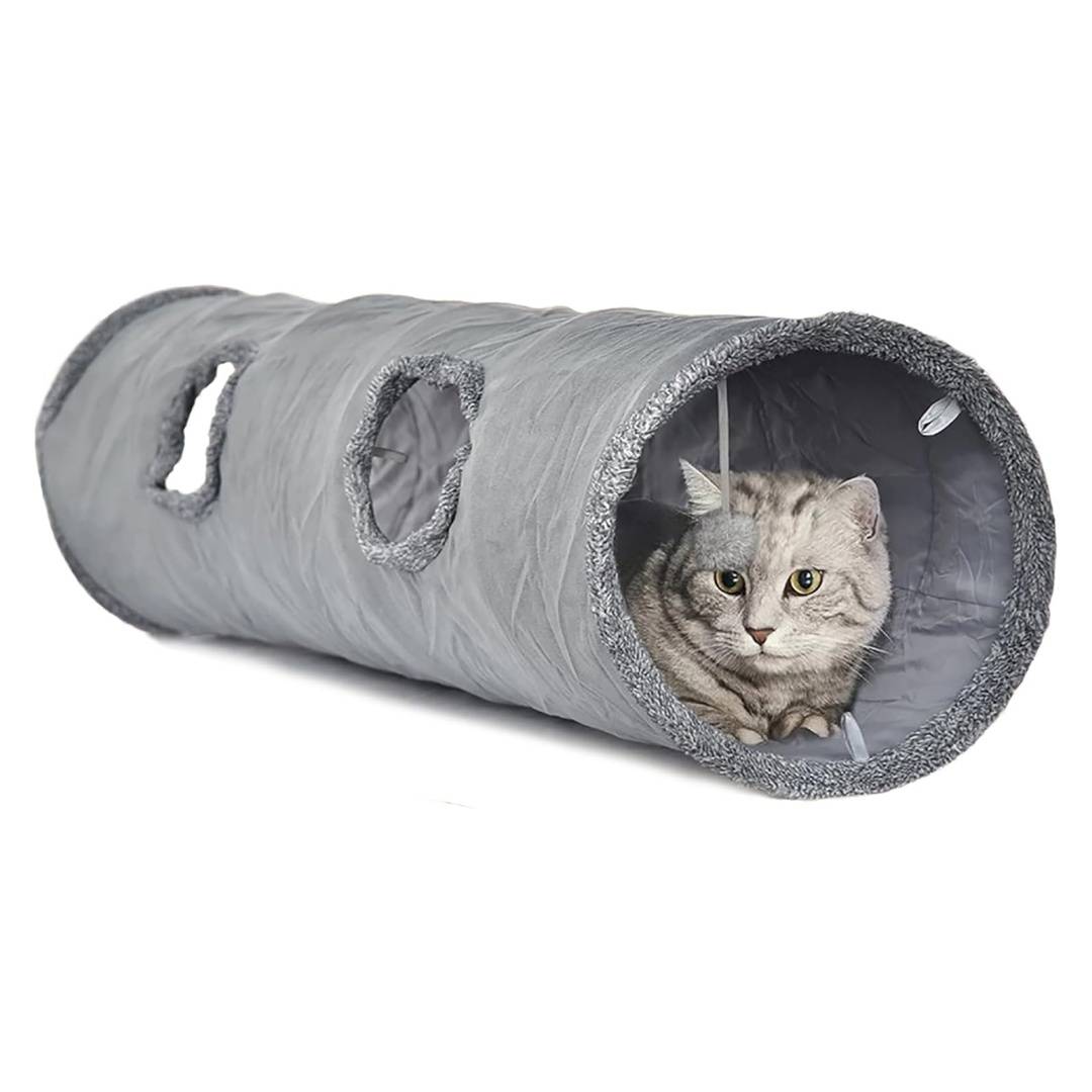 Tunnel pliable pour chat en polyester résistant, longueur 130 cm, avec bruits attractifs Lytech - Image 1