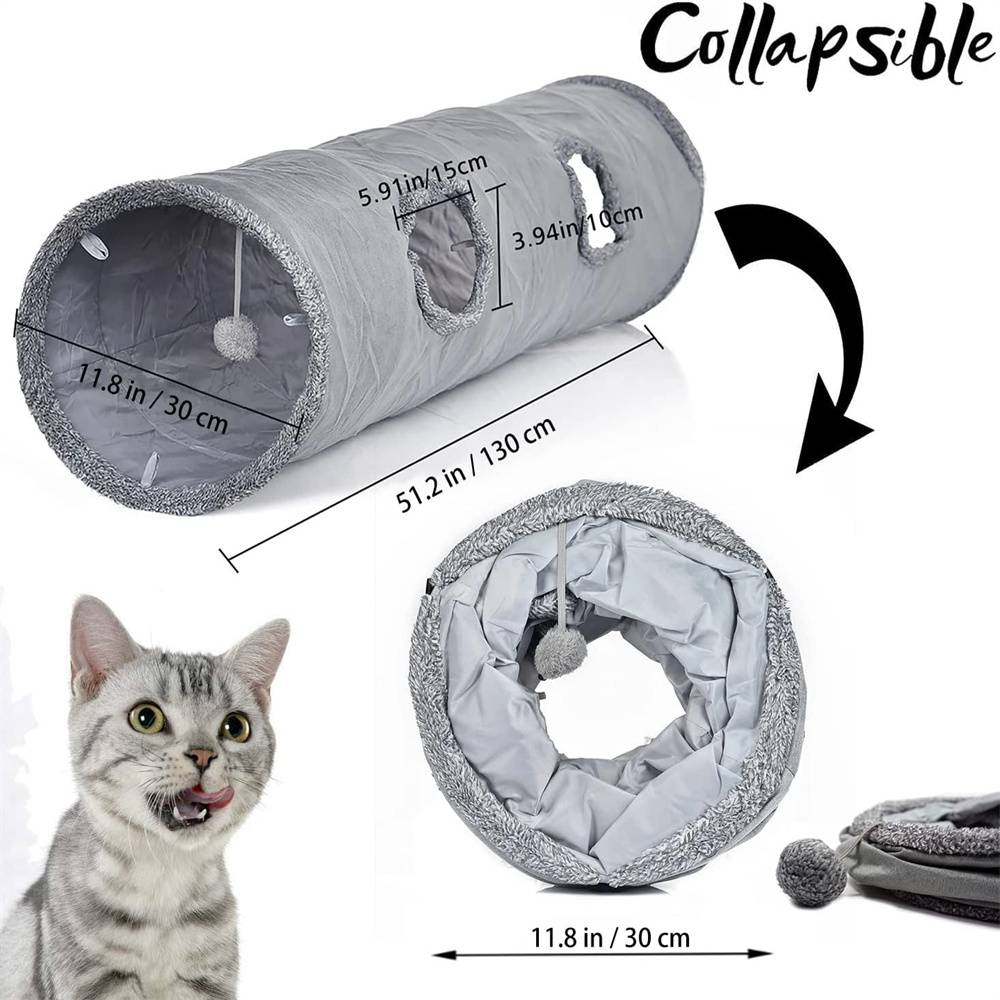 Tunnel pliable pour chat en polyester résistant, longueur 130 cm, avec bruits attractifs Lytech - Image 2