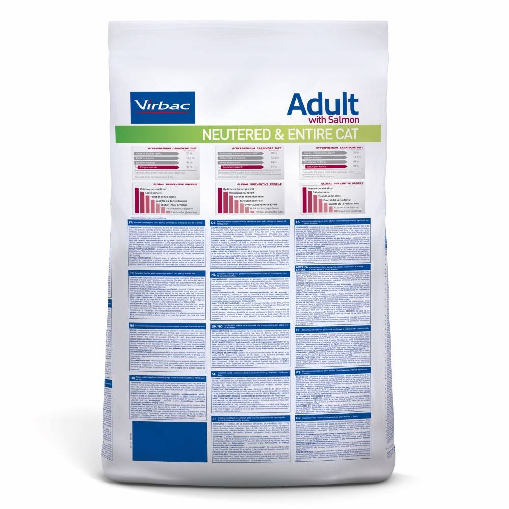 CROQUETTES CHAT VETERINARY HPM CAT ADULT NEUTERED & ENTIRE SAUMON - VIRBAC 1,5 kg - Image 3