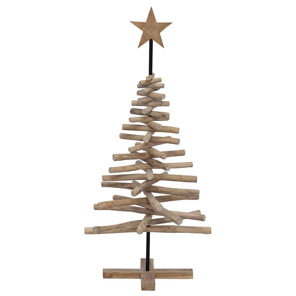 ComfortXL - Sapin de Noël décoratif en bois de teck avec support stable Marron 120 cm – ComfortXL Outdoor Living - Image 5