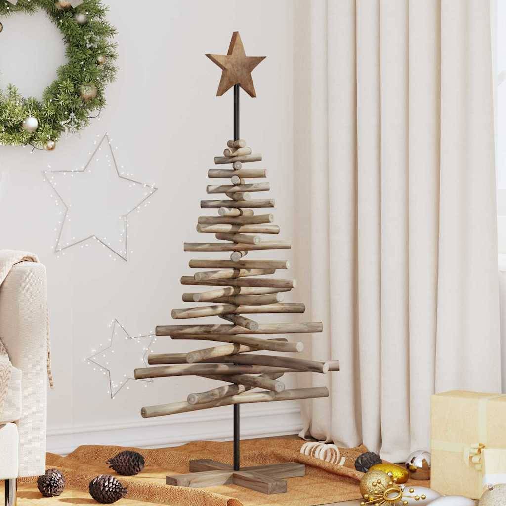 ComfortXL - Sapin de Noël décoratif en bois de teck avec support stable Marron 120 cm – ComfortXL Outdoor Living - Image 1