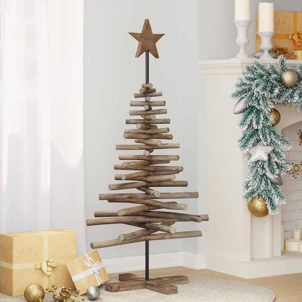ComfortXL - Sapin de Noël décoratif en bois de teck avec support stable Marron 120 cm – ComfortXL Outdoor Living - Image 4