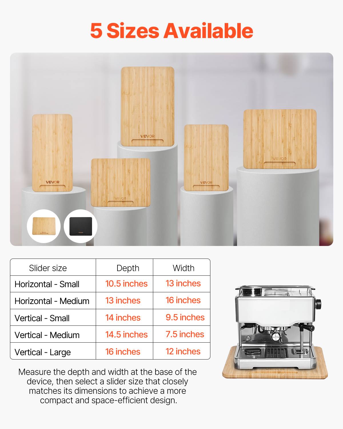 VEVOR Plateau Coulissant pour Appareils Cuisine 26,7x33 cm Couleur Bois Naturel - Image 7