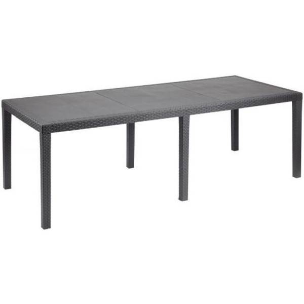 Table a manger de jardin QUEEN effet rotin - Anthracite - 220 x 90 x 72 cm - Image 1