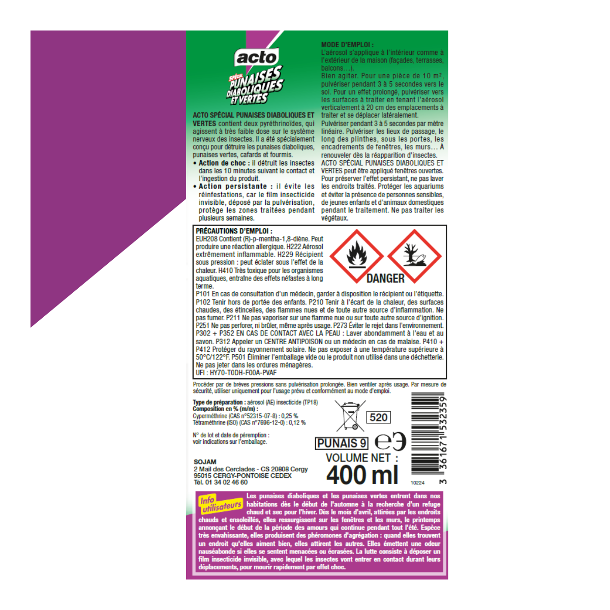 Acto - Lot de 2 ACTO Anti-Punaises Diaboliques et Vertes 400 ml - Image 3