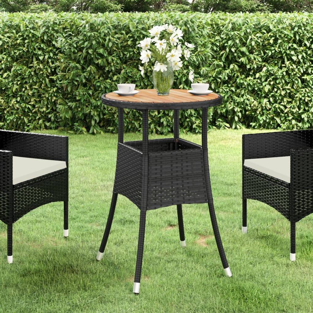 PANGIVO - Table de jardin noir acacia et résine tressée 60 x 75 cm - PANGIVO - Image 1