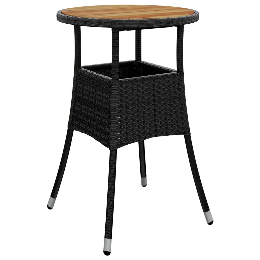 PANGIVO - Table de jardin noir acacia et résine tressée 60 x 75 cm - PANGIVO - Image 2