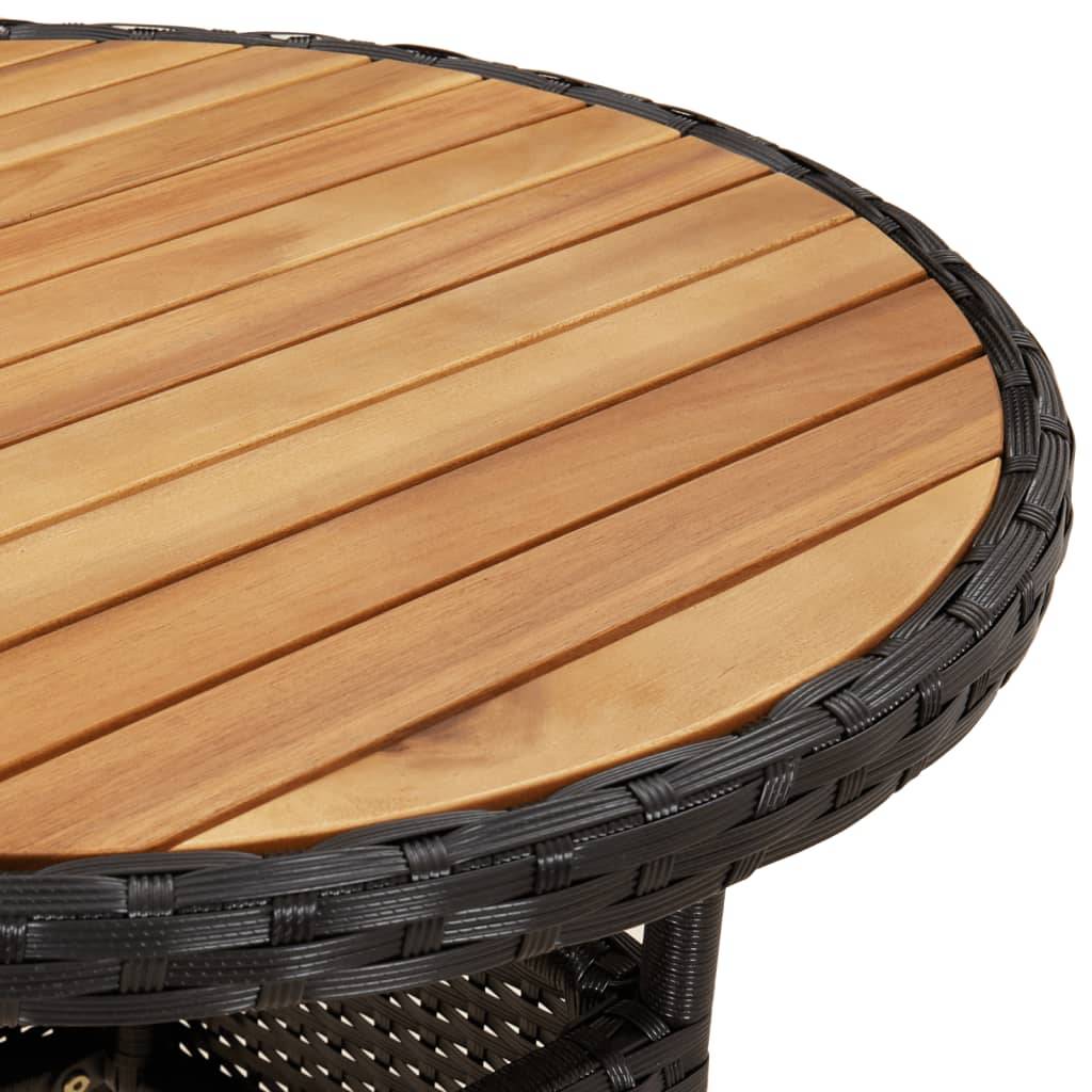 PANGIVO - Table de jardin noir acacia et résine tressée 60 x 75 cm - PANGIVO - Image 5