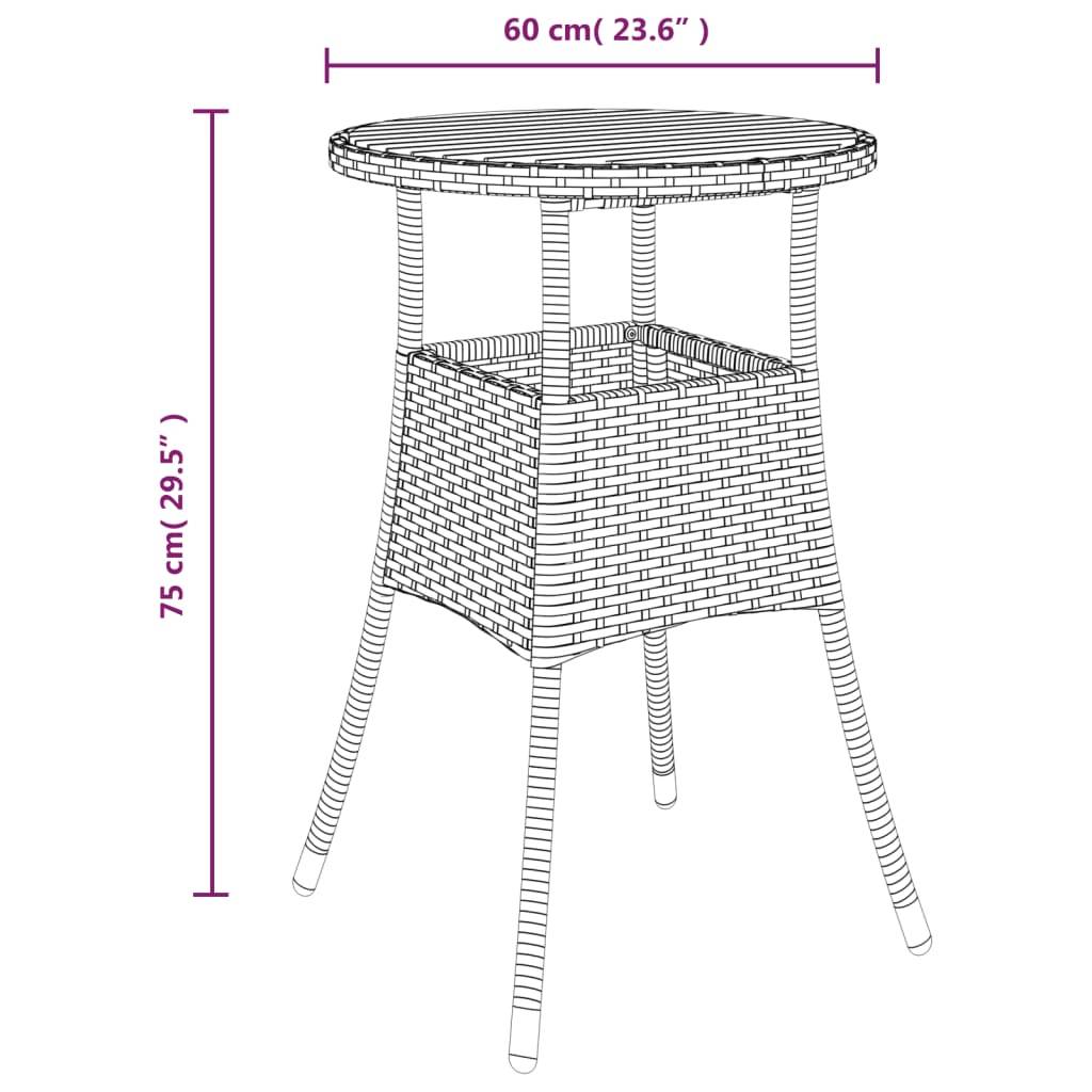 PANGIVO - Table de jardin noir acacia et résine tressée 60 x 75 cm - PANGIVO - Image 6