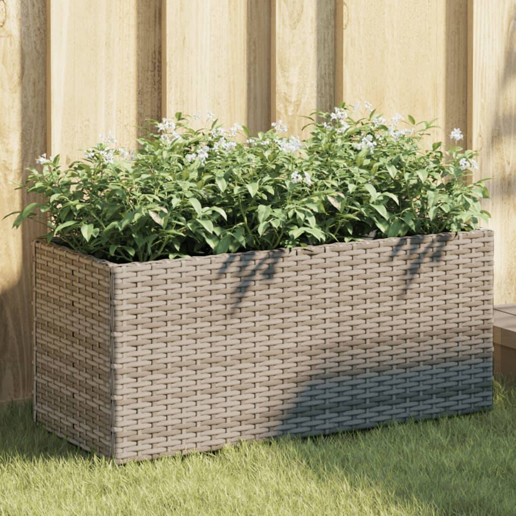 Lot de 2 Jardinières 2 pots résine tressée pour balcon et séparation végétale 72x30x32 cm Gris - ComfortXL Outdoor Living - Image 1