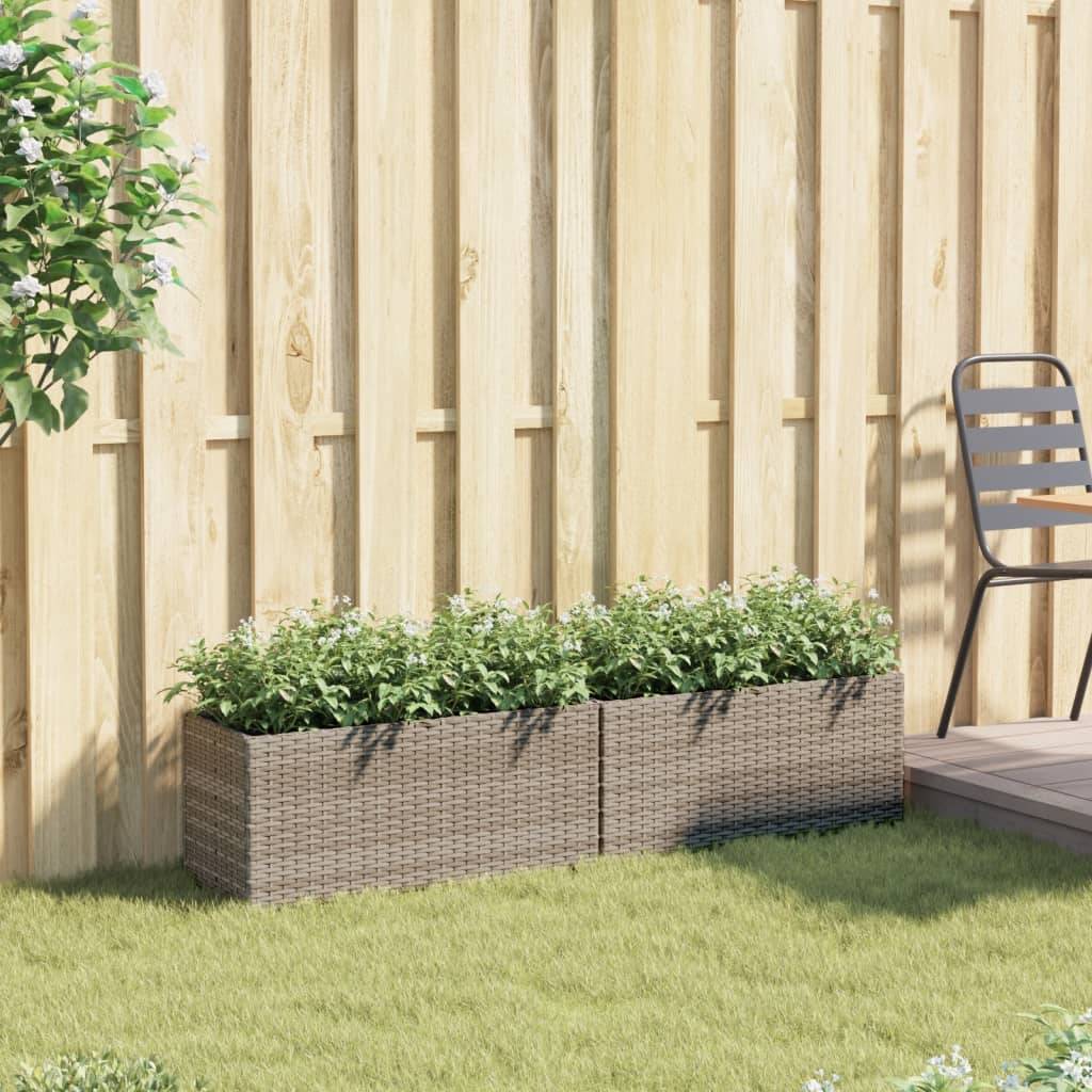Lot de 2 Jardinières 2 pots résine tressée pour balcon et séparation végétale 72x30x32 cm Gris - ComfortXL Outdoor Living - Image 3