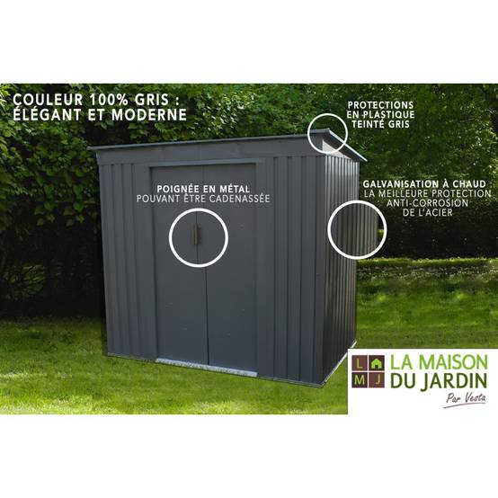 Autre - Abri de jardin en métal – MJ monopente - 2,4 m² - Anthracite - Image 7
