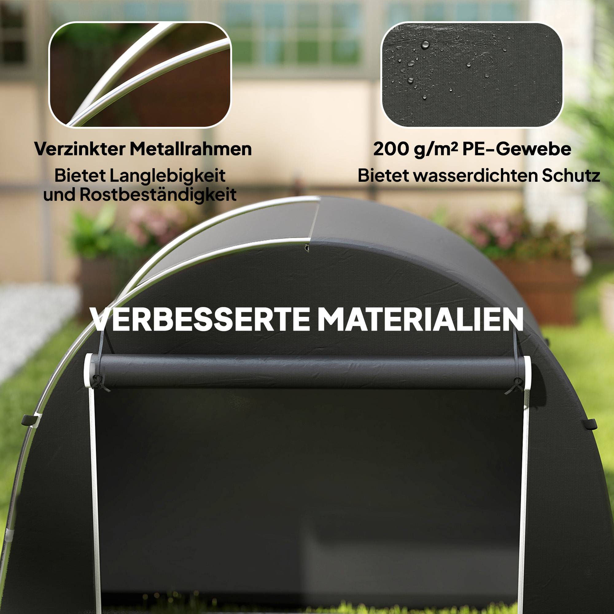ComfortXL - Abri vélo portable métal et toile PE 245 x 120 x 200 cm gris foncé étanche - ComfortXL Outdoor Living - Image 6