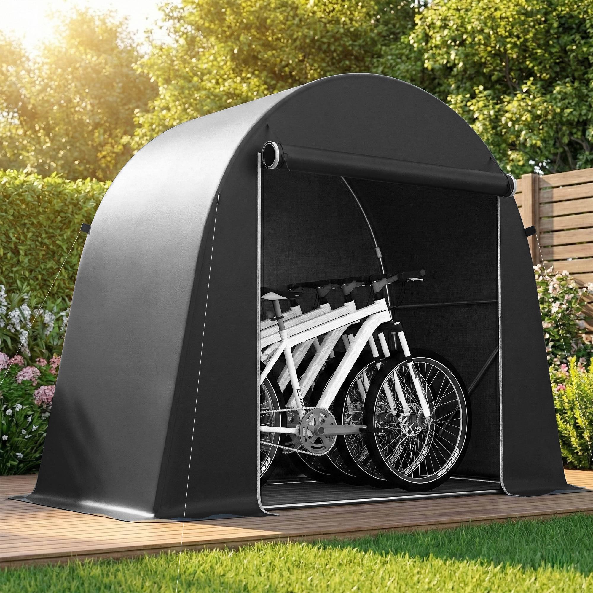 ComfortXL - Abri vélo portable métal et toile PE 245 x 120 x 200 cm gris foncé étanche - ComfortXL Outdoor Living - Image 4