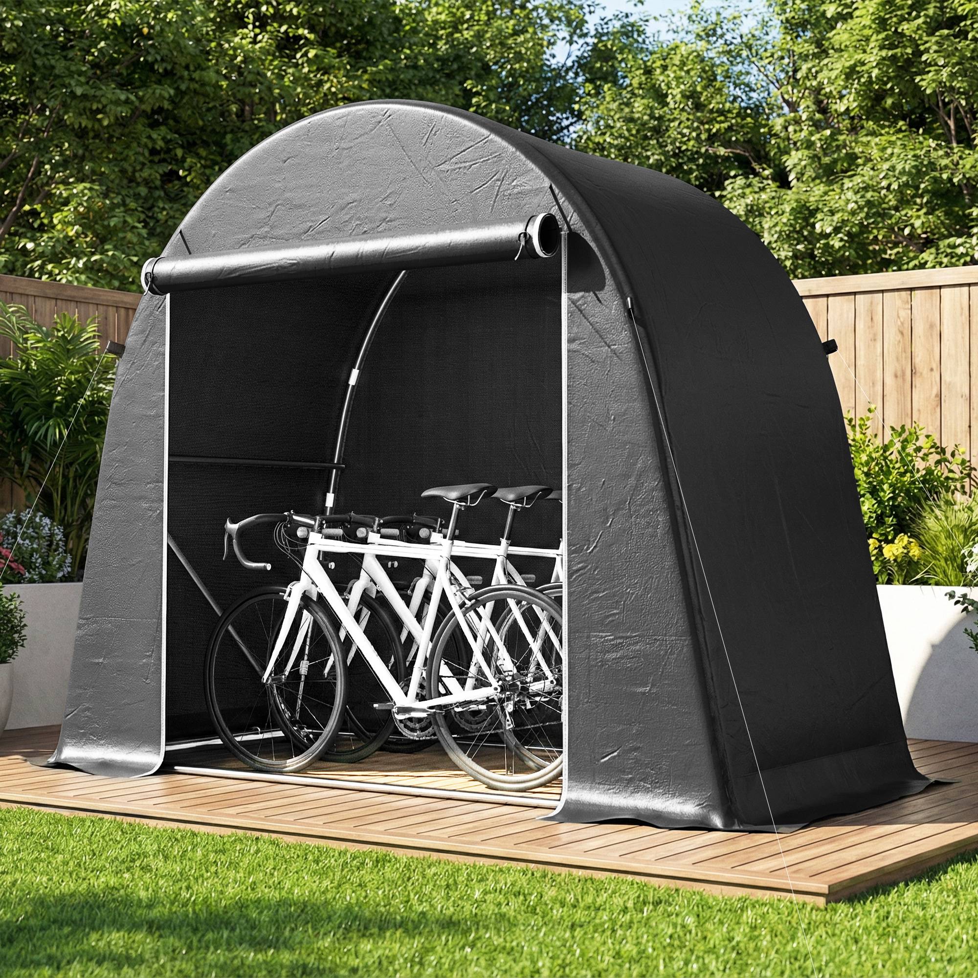 ComfortXL - Abri vélo portable métal et toile PE 245 x 120 x 200 cm gris foncé étanche - ComfortXL Outdoor Living - Image 3