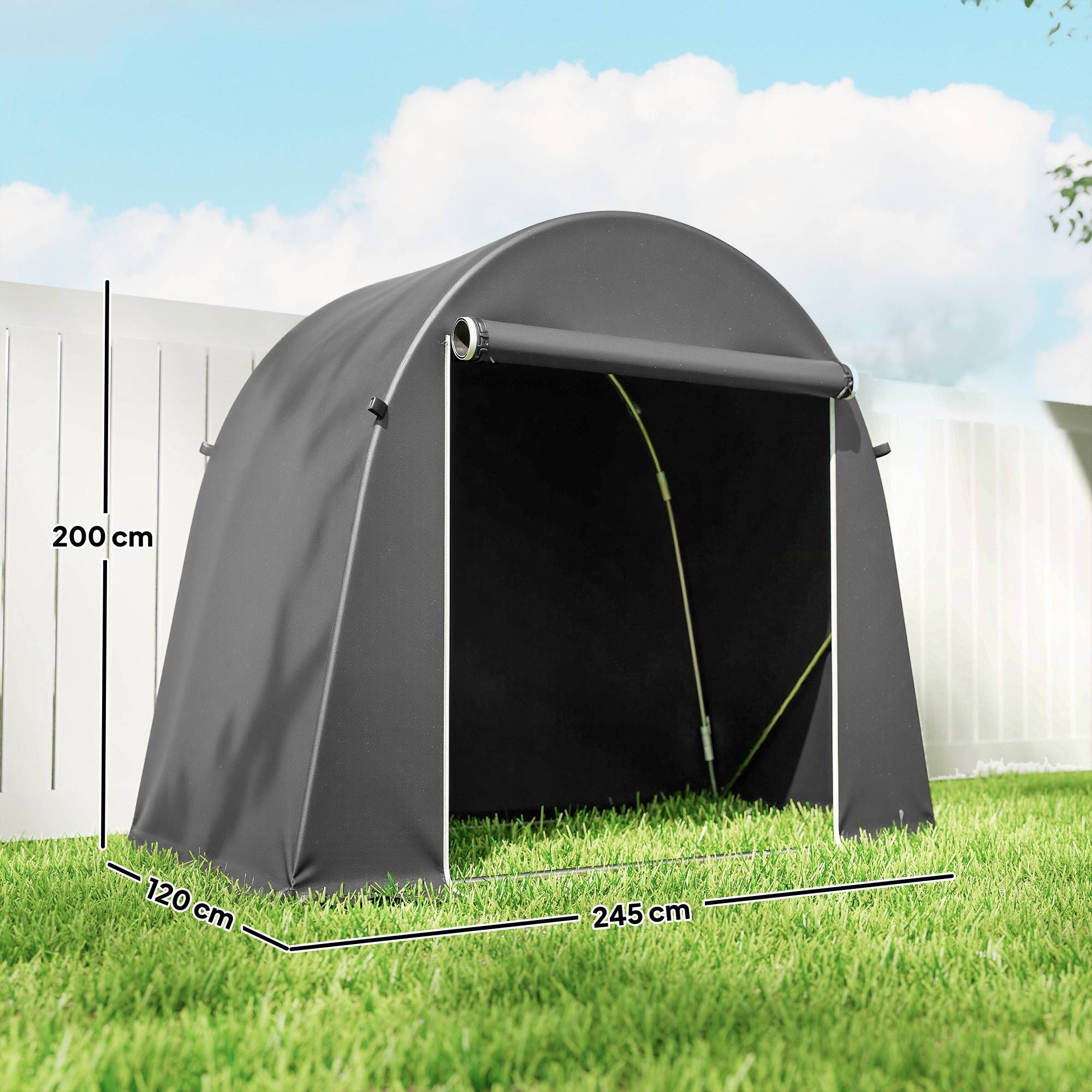 ComfortXL - Abri vélo portable métal et toile PE 245 x 120 x 200 cm gris foncé étanche - ComfortXL Outdoor Living - Image 5