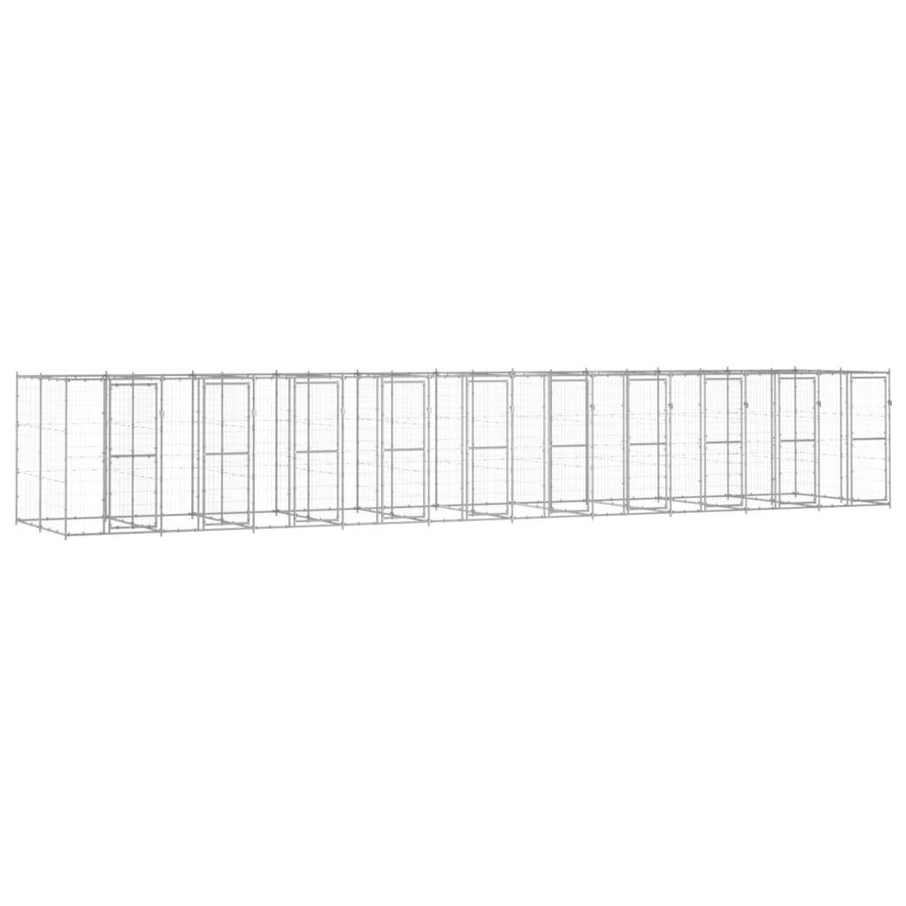 Helloshop26 - Chenil extérieur cage enclos parc animaux chien extérieur acier galvanisé 24,2 m² - Image 1